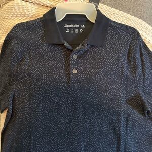 Abercrombie & Fitch Men's Patterned Navy Polo